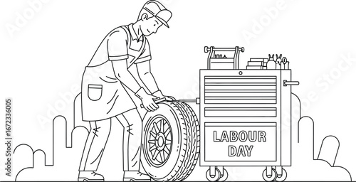 Labour day mechanic tire repair service automotive industry maintenance profession