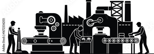 Factory manufacturing industry production automation machinery workers plant
