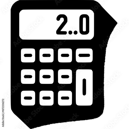 Digital Calculation: A sleek, minimalist illustration of a calculator displays the number 2.0, highlighting its functionality in a clean, modern design.