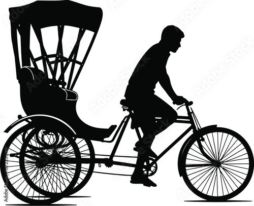 Silhouette rickshaw cycle asia transport travel vehicle tourism ride culture man asia