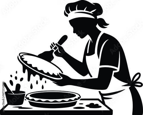 Chef baking preparing dessert food kitchen cuisine culinary chef making pastry delicious sweet ingredient cooking skill professional