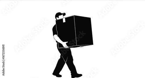 Delivery man package box shipping moving service worker job logistics cargo