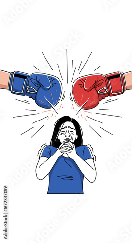 The intense psychological impact of being caught between two opposing forces or arguments causing extreme distress