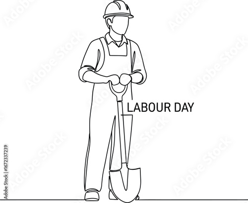 Labour day worker construction industry shovel hardhat job occupation work