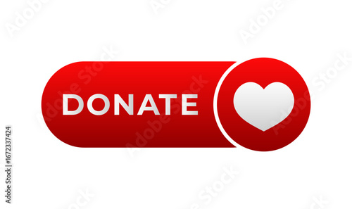 A vibrant red donate button featuring a white heart, designed for online giving and charity efforts.