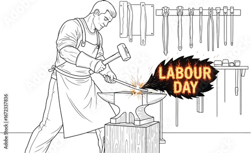 Blacksmith forging metal labour day celebration worker industry craft profession