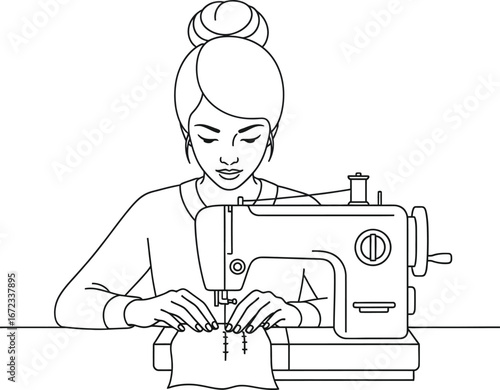 Sewing machine tailor dressmaker needlework craft hobby fashion design sew thread