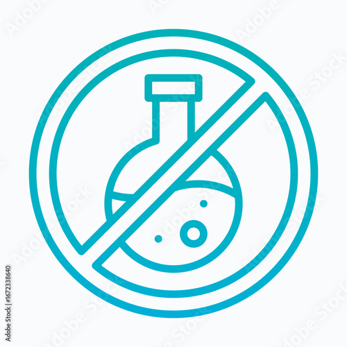 No Chemical, No Glassware, No Flask, No Toxic Liquids Sign Vector Icon, Isolated Vector Lineal gradient Style Icon, 