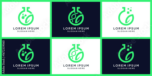 Green lab logo design set