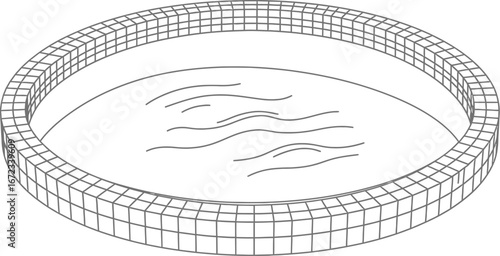 Swimming pool water tiles round circle summer recreation relaxation swim spa
