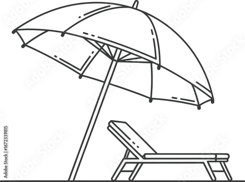 Beach umbrella lounge chair summer vacation relaxation sun sand travel leisure