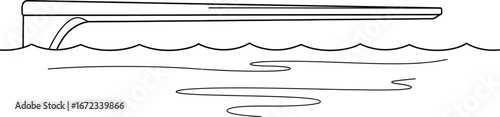 Diving board swimming pool water sport recreation summer line art outline fun