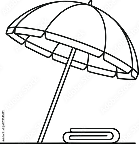 Beach umbrella parasol sun protection summer vacation travel relaxation holiday coast
