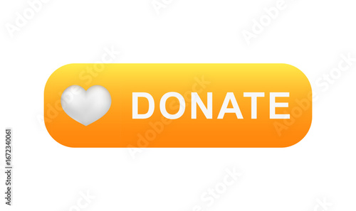 Yellow button features a white heart icon and bold letters that clearly spell out the word donate.