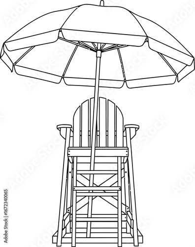 Beach chair lifeguard umbrella summer vacation relaxation coast seaside safety sun