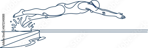 Swimmer diving into pool swimming water sport competition athlete exercise