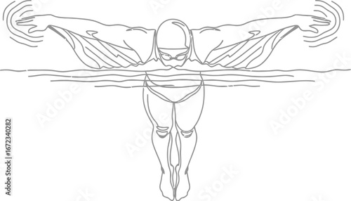 Swimmer butterfly stroke water sport athlete swimming pool training fitness