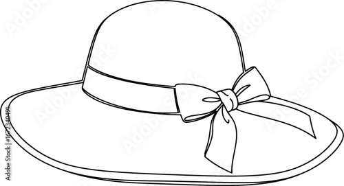 Hat fashion accessory summer style vintage elegant brim ribbon bow sunhat