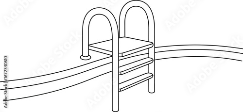 Swimming pool ladder steps water safety access recreation summer outline line