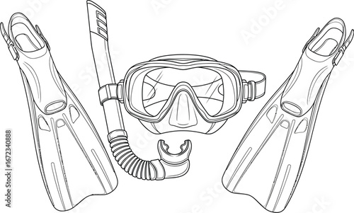 Snorkel mask fins diving swimming ocean sea vacation travel underwater sport gear