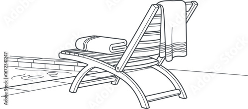 Poolside chair towel relaxation summer vacation leisure resort comfort sunbed