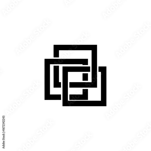 Interlocking square geometric graphic design concept for modern logo