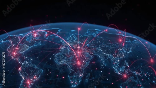 Global communication technology and world network conection. Digital data network and modern business and technology concept 4k video