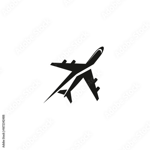 Airplane in flight vector icon travel and transportation illustration