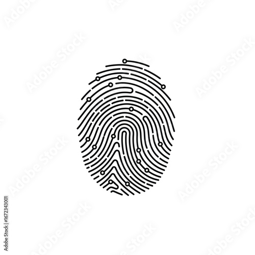 Stylized fingerprint identity security access authentication technology vector illustration