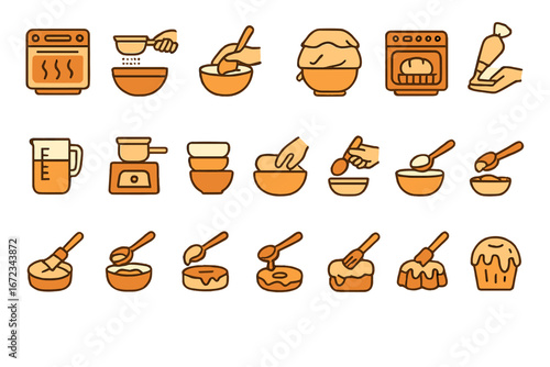 Step by step guide for baking desserts with various tools and techniques in the kitchen setting