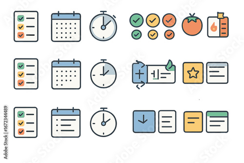 Organizing tasks with colorful icons for efficient time management in a planning app interface