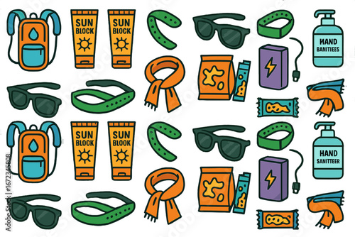 Summer vacation essentials for outdoor adventures and travel preparations