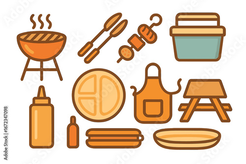 Enjoying a summer barbecue with friends at a backyard gathering featuring grilling equipment and tasty food items