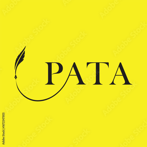 PATA Logo Design Vector | Creative Feather Pen Typography Logo.
