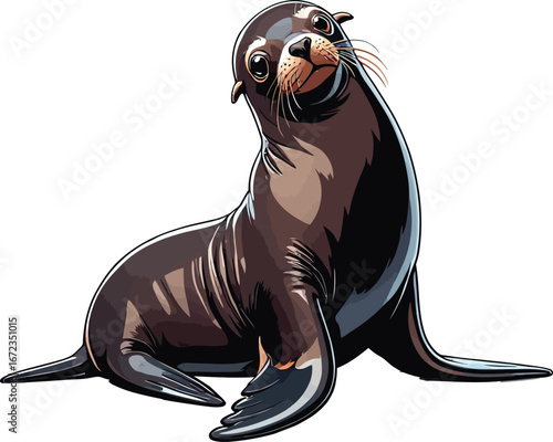 Cute cartoon a illustrator vector sea lion