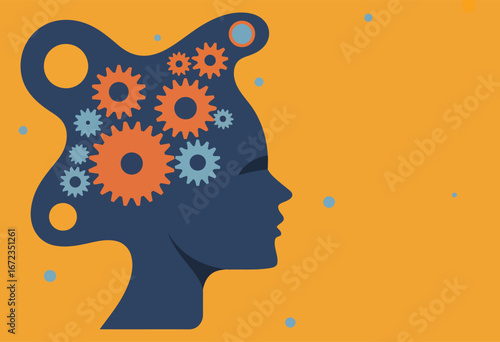 Minimalist side profile illustration of a person s head and shoulders with clean lines and a simple color palette