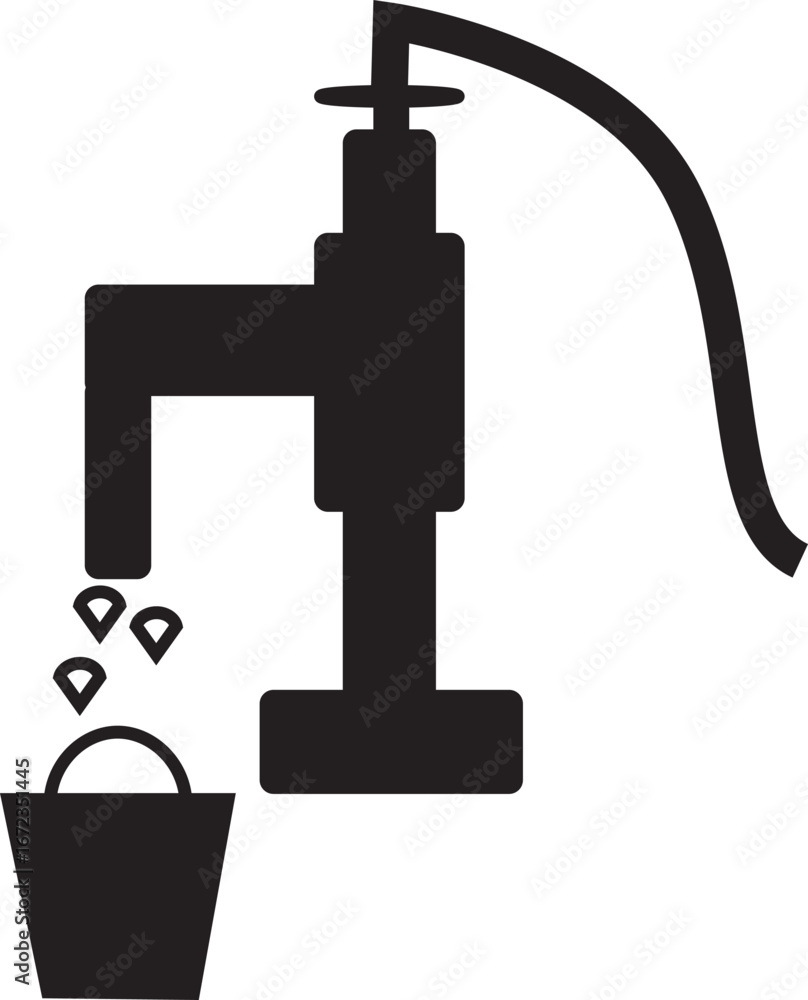 Fototapeta premium Water hand pump illustration, rural water supply vector design