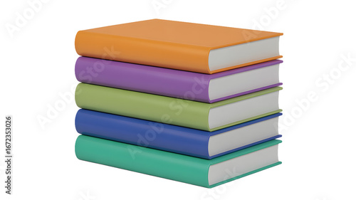Wallpaper Mural A stack of five colorful books with orange purple green blue and teal covers neatly piled together Torontodigital.ca