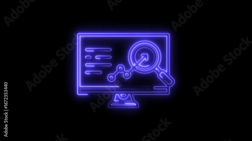 Wallpaper Mural Glowing Neon Analytics Icon Computer Screen Magnifying Glass Data Chart Growth Arrow Isolated Torontodigital.ca