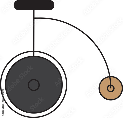 Circus cycle icon, unicycle entertainment vector illustration