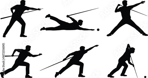 Silhouettes of athletes in various sports poses demonstrating skill and athleticism