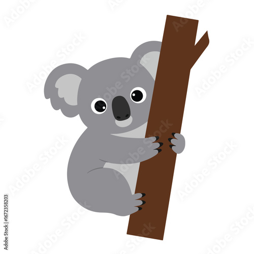 Koala Clinging to Branch in Tree