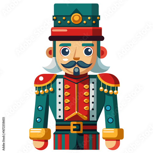 Flat design nutcracker soldier character isolated on white background isolated on transparent background
