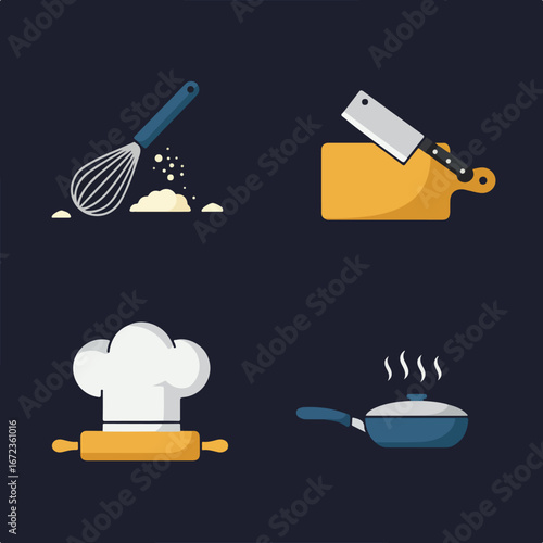 Cooking Utensils Preparing Food at Kitchen