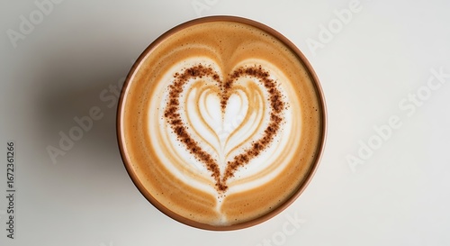 Warm latte art creates an expression of affection and coffee enjoyment