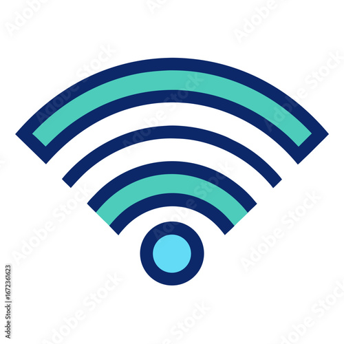 Modern wi fi signal icon with blue and teal waves