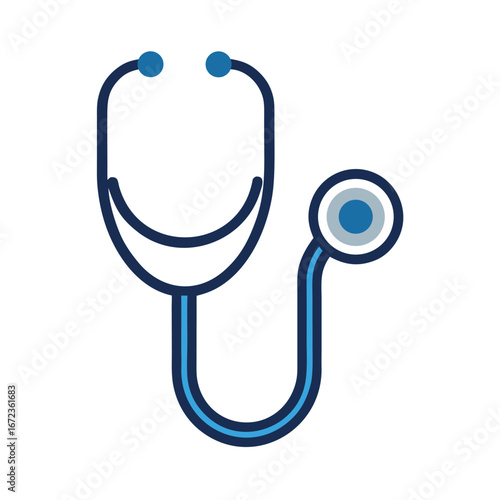 Simple blue and white stethoscope icon for medical concepts