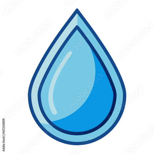 Stylized blue water drop icon with clean lines