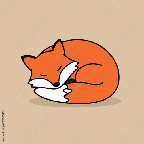 Fox Sleeping on a Neutral Backdrop