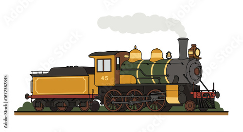 Locomotive Steaming on Track